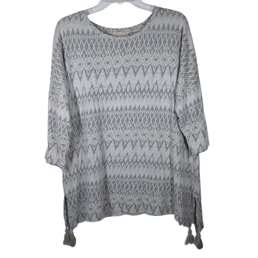 Soft Surroundings Clocking Out Tassled Tunic Gray size Large Petite